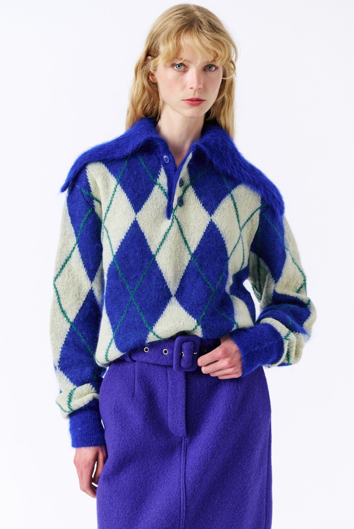 Zoe Sweater - Blue & Yellow — view 2