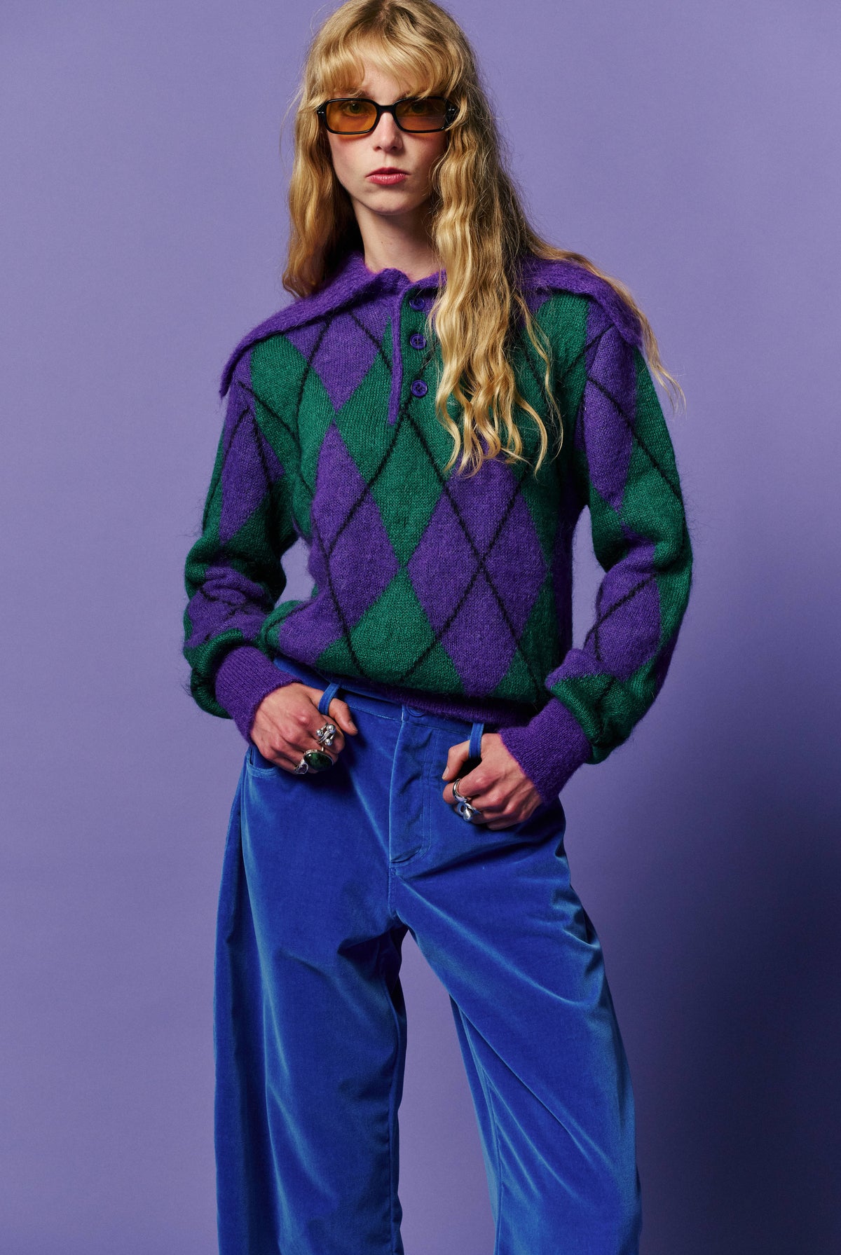 Zoe Sweater - Purple & Green — view 5