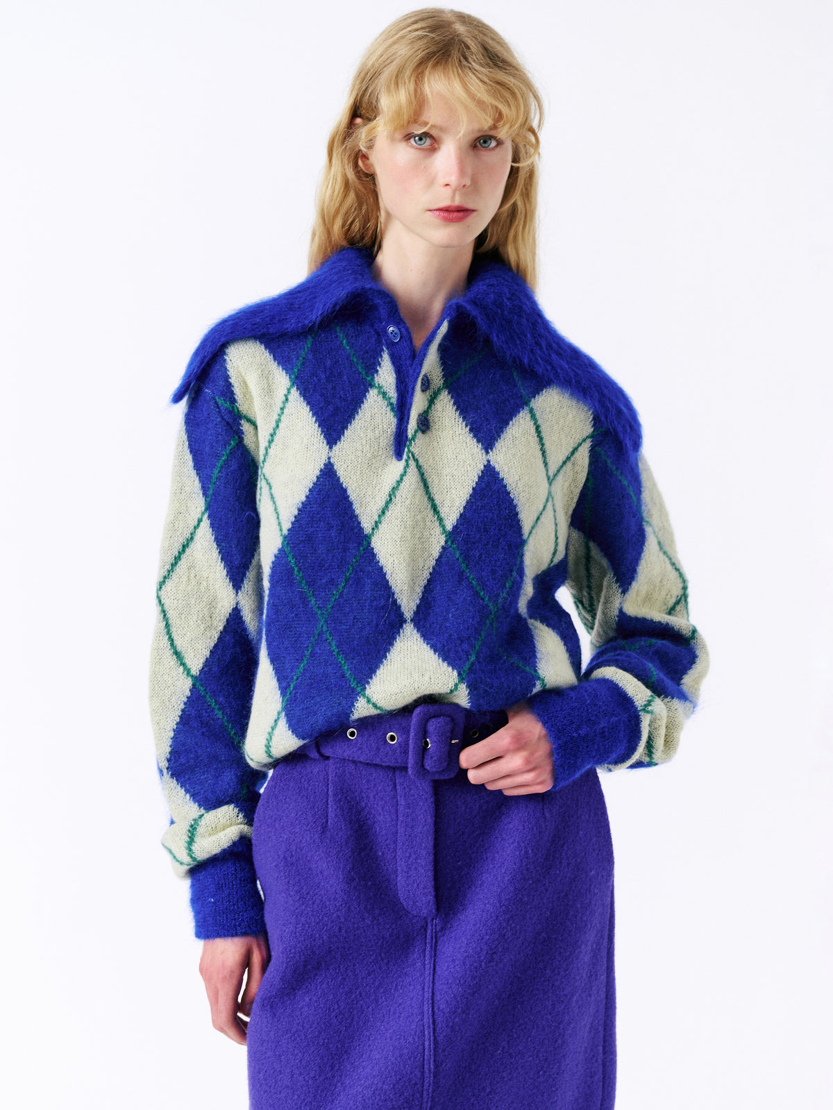 Zoe Sweater - Blue & Yellow — view 2