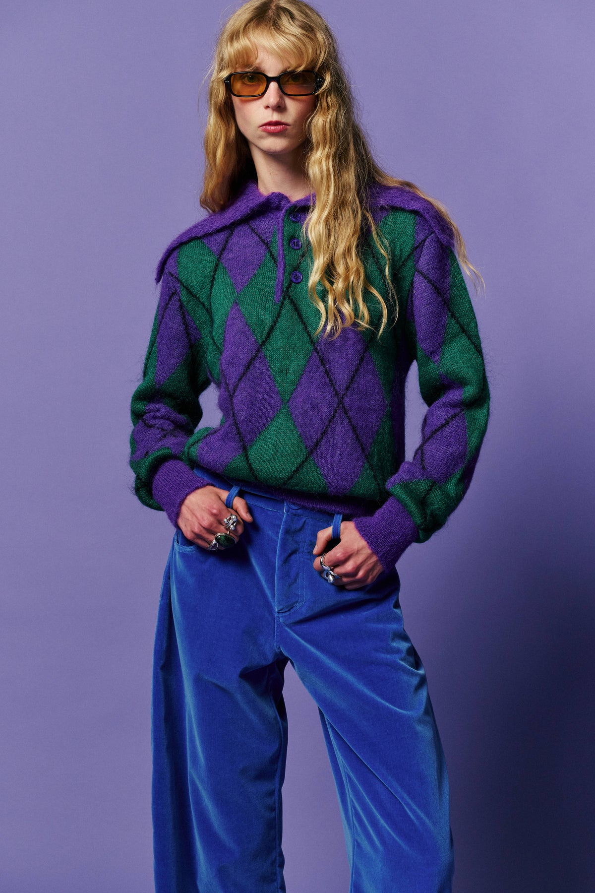 Zoe Sweater - Purple & Green — view 5