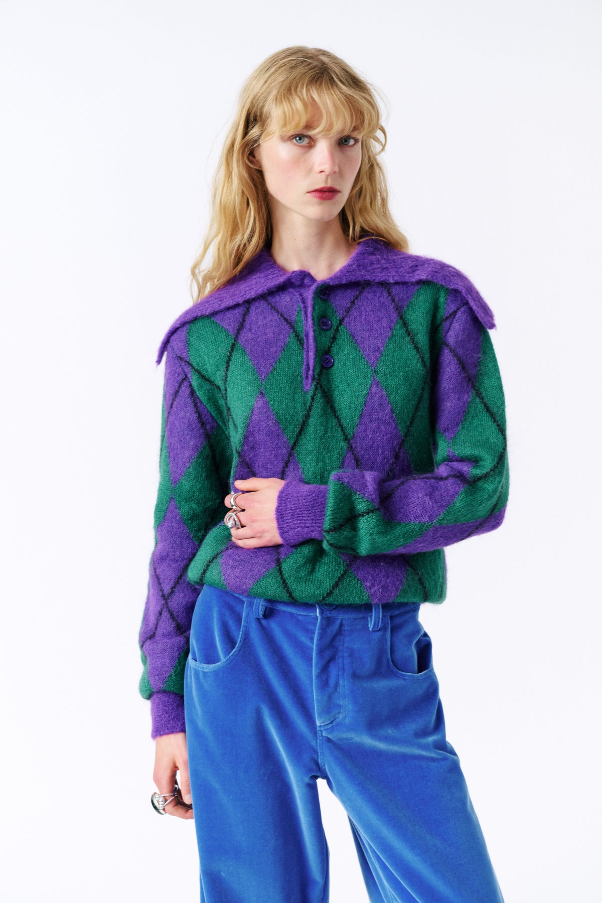 Zoe Sweater - Purple & Green — view 3