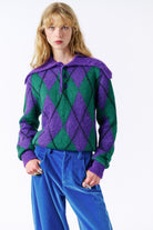 Zoe Sweater - Purple & Green — view 2