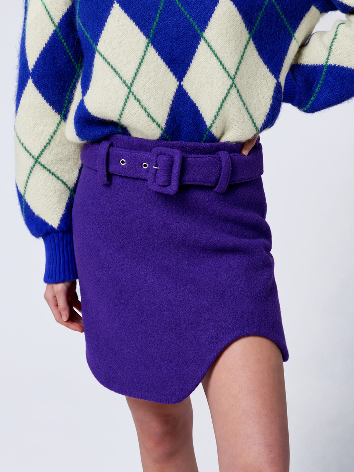 Tabitha Mini Skirt - Violet — worn by the model